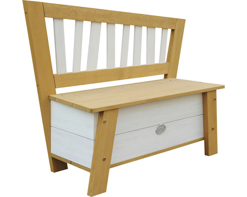 Holzbank mit Stauraum
