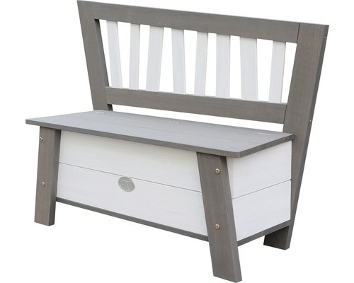 Bank mit Stauraum und Rückenlehne aus Holz