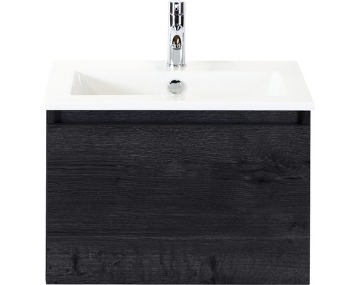 Einzelbadmöbel Sanox Frozen BxHxT 61 x 42 x 46 cm Frontfarbe black oak mit Waschtisch Keramik weiß 75734349