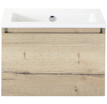 Einzelbadmöbel Sanox Frozen BxHxT 61 x 42 x 46 cm Frontfarbe eiche natur mit Waschtisch Keramik weiß 75734427
