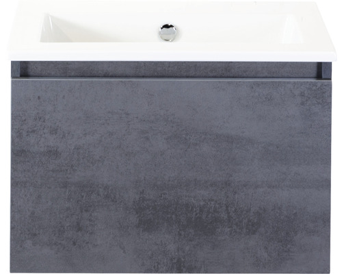 Einzelbadmöbel Sanox Frozen BxHxT 61 x 42 x 46 cm Frontfarbe beton anthrazit mit Waschtisch Keramik weiß 75734441