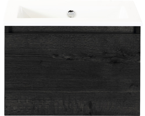 Einzelbadmöbel Sanox Frozen BxHxT 61 x 42 x 46 cm Frontfarbe black oak mit Waschtisch Keramik weiß 75734449