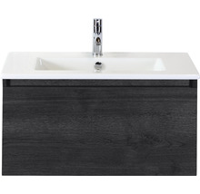 Einzelbadmöbel Sanox Frozen BxHxT 81 x 42 x 46 cm Frontfarbe black oak mit Waschtisch Keramik weiß 75734549