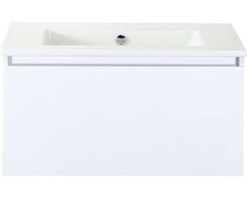 Einzelbadmöbel Sanox Frozen BxHxT 81 x 42 x 46 cm Frontfarbe weiß hochglanz mit Waschtisch Keramik weiß 75734601