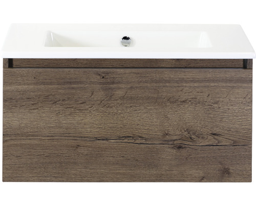 Einzelbadmöbel Sanox Frozen BxHxT 81 x 42 x 46 cm Frontfarbe tabacco mit Waschtisch Keramik weiß 75734639 Einzelbadmöbel Sanox Frozen BxHxT 81 x 42 x 46 cm Frontfarbe tabacco mit Waschtisch Keramik weiß 75734639