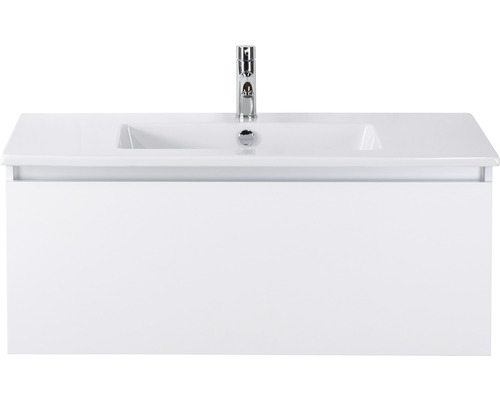 Einzelbadmöbel Sanox Frozen BxHxT 101 x 42 x 46 cm Frontfarbe weiß hochglanz mit Waschtisch Keramik weiß 75734701