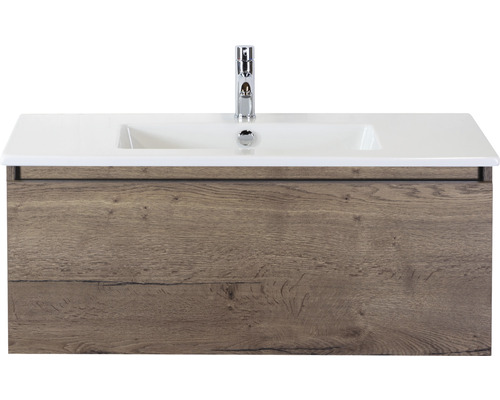 Einzelbadmöbel Sanox Frozen BxHxT 101 x 42 x 46 cm Frontfarbe tabacco mit Waschtisch Keramik weiß 75734739 Einzelbadmöbel Sanox Frozen BxHxT 101 x 42 x 46 cm Frontfarbe tabacco mit Waschtisch Keramik weiß 75734739