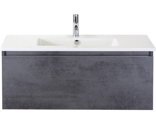 Einzelbadmöbel Sanox Frozen BxHxT 101 x 42 x 46 cm Frontfarbe beton anthrazit mit Waschtisch Keramik weiß 75734741