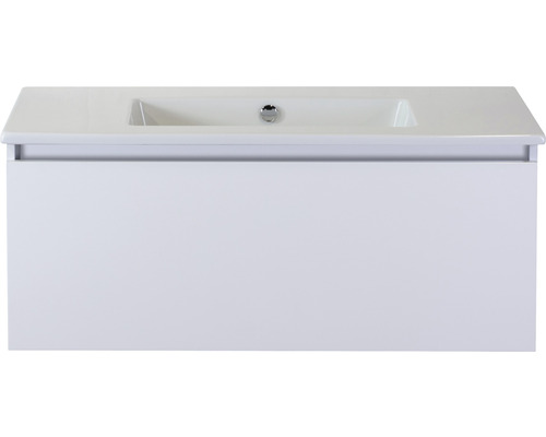Einzelbadmöbel Sanox Frozen BxHxT 101 x 42 x 46 cm Frontfarbe weiß hochglanz mit Waschtisch Keramik weiß 75734801