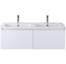 Doppelbadmöbel Sanox Frozen BxHxT 121 x 42 x 46 cm Frontfarbe weiß hochglanz mit Waschtisch Keramik weiß 75734901