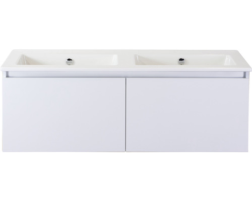 Doppelbadmöbel Sanox Frozen BxHxT 121 x 42 x 46 cm Frontfarbe weiß hochglanz mit Waschtisch Keramik weiß 75735001
