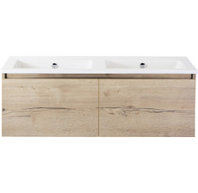 Waschtischunterschrank mit Doppelwaschbecken und Holzdekor