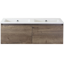 Waschtischunterschrank mit Doppelwaschbecken und Holzdekor
