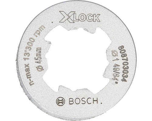 X-LOCK Diamanttrockenbohrer Bosch Professional Best for Ceramic Dry Speed Ø 45 mm Bosch X-Lock Trennscheibe mit einem Durchmesser von 45 Millimetern und einer maximalen Drehzahl von 13300 Umdrehungen pro Minute.
