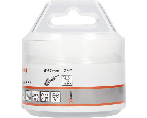 Verpackung einer Bosch Trennscheibe mit 67 mm Durchmesser und X-Lock System