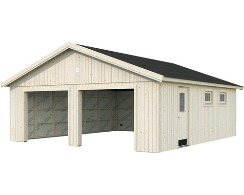 Doppelgarage Palmako Andre 44,7 m² ohne Tor 665 x 739 cm natur Doppelgarage aus Holz mit Tür und Fenstern