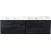 Doppelbadmöbel Sanox Frozen BxHxT 141 x 42 x 46 cm Frontfarbe black oak mit Waschtisch Keramik weiß 75735249