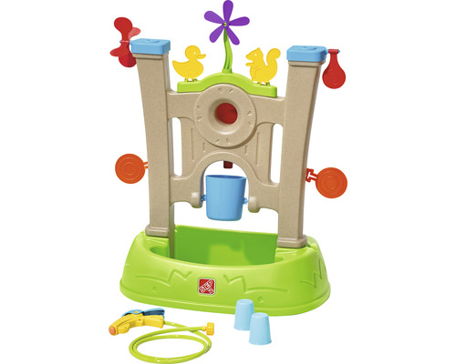 Spielcenter mit Wasserrad, Gießbechern, Spritzpistole und Wasserbecken für den Garten