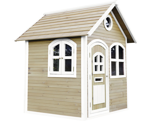 Holzspielhaus mit Tür und Fenstern