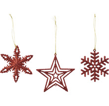 Weihnachtsbaumschmuck mit Stern- und Schneeflockenmotiven zum Aufhängen