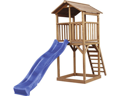 Spielturm axi Beach Tower blaue Rutsche Holz Blau braun