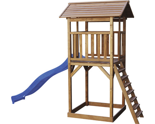Spielturm aus Holz mit Rutsche und Leiter für den Garten
