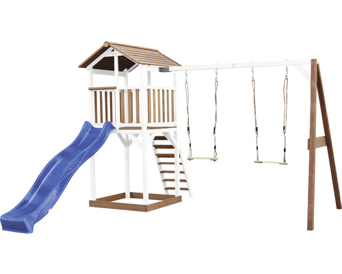 Spielturm mit Rutsche und Schaukel für den Garten