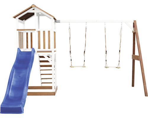 Spielturm mit Rutsche und Schaukel für den Garten