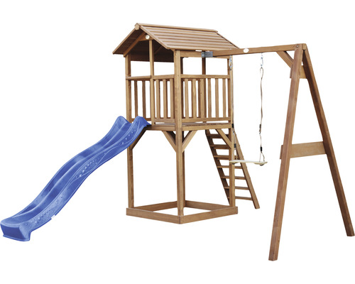Spielturm mit Rutsche und Schaukel für den Garten