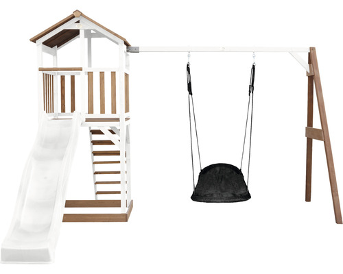 Spielturm mit Rutsche und Schaukel für den Garten