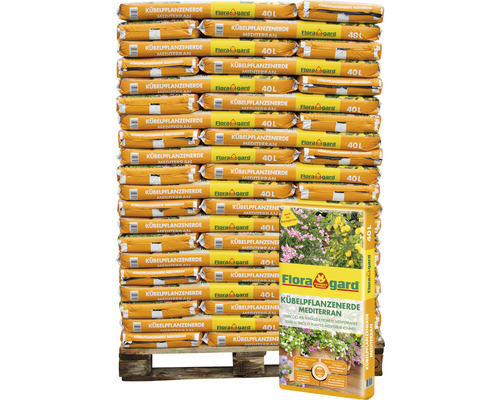 Kübelpflanzenerde Mediterran Floragard (60 Sack x 40 Liter = 2,4 m³) 1 Palette