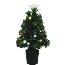 Kleiner künstlicher Weihnachtsbaum mit Sternspitze und Beleuchtung in einem Topf