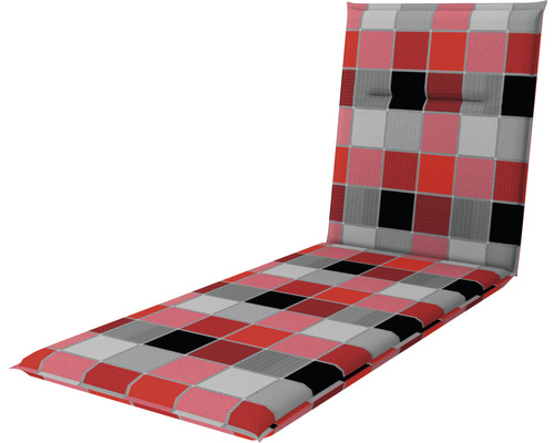 Liegenauflage 195 x 60 x 5 cm 50 % Baumwolle, 50 % Polyester rot Auflage für Liegestuhl mit Karomuster