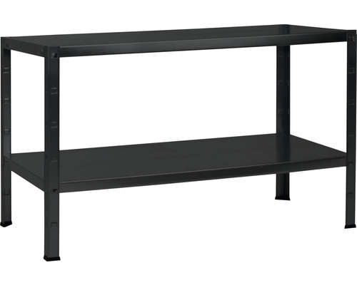 Steck-Grundregal Schulte schwarz strukturiert 43x120x40 cm 2 Böden Tragkraft 130 kg Metallregal mit zwei Ebenen für Lagerung