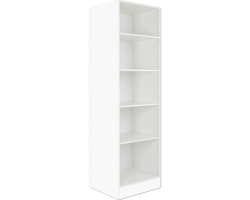 Optifit Regal Salo214 BxTxH 60 x 55,5 x 206,8 cm weiß matt zerlegt HWSA HR606-7+ Weißes Standregal mit fünf Regalböden für das Wohnzimmer oder Büro