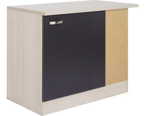 Optifit Eckunterschrank Porto220 BxTxH 100 x 60 x 84,8 cm anthrazit matt zerlegt Anschlag reversibel HWPO UEL106-7+