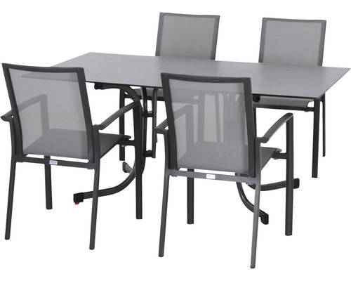 Dining-Set Siena Garden Velia SET 5-teilig Sola 160 4 x Sessel anthrazit, 160 x 90 cm, HPL Dining-Set Siena Garden Velia SET 5-teilig Sola 160 4 x Sessel anthrazit, 160 x 90 cm, HPL