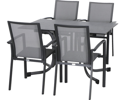 Dining-Set Siena Garden Velia SET 5-teilig Sola 140 4 x Sessel anthrazit, 140 x 90 cm, HPL Dining-Set Siena Garden Velia SET 5-teilig Sola 140 4 x Sessel anthrazit, 140 x 90 cm, HPL