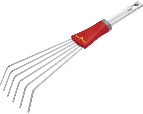 Metallrechen mit sechs Zinken und Kunststoffgriff