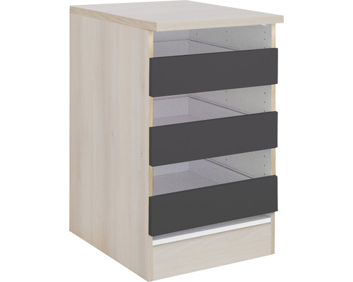 Schubladenunterschrank Optifit Porto220 BxTxH 60 x 60 x 84,8 cm Frontfarbe anthrazit matt Korpusfarbe akazie-0