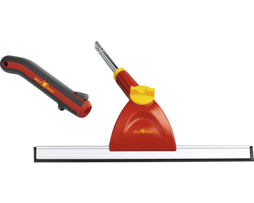 Wolf Garten Logo mit Fensterwischer und Stielaufnahme