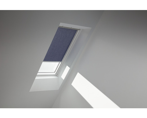 VELUX Sichtschutzrollo dunkelblau uni manuell Rahmen weiß RFL S08 9050SWL