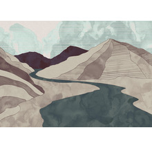Abstrakte Illustration einer Berglandschaft mit Fluss