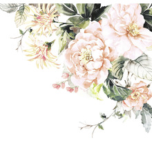 Illustration eines Blumenarrangements mit Rosen und Astern