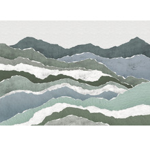 Wandbild mit Berglandschaft und Papierschnittoptik