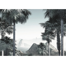 Fototapete mit Palmen und Berglandschaft
