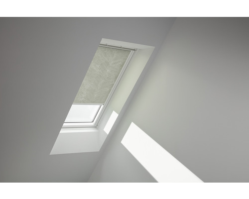 VELUX Sichtschutzrollo olive gepunktet manuell Rahmen aluminium RFL M10 4165S