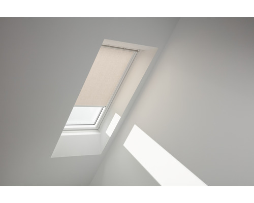 VELUX Sichtschutzrollo hell-taupe uni manuell Rahmen weiß RFL UK10 4169SWL