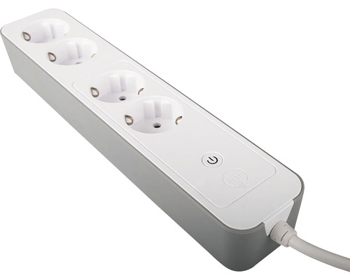 Steckdosenleiste mit vier Steckdosen und Schalter