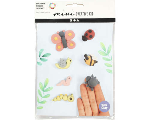 Mini Kreativset mit modellierten Tieren in einer Verpackung